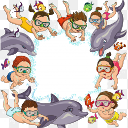 卡通人物小朋友海豚图形素材免抠图