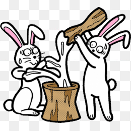 喜庆兔子打年糕中秋节免抠素材