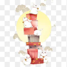 可爱萌兔子月亮免抠素材