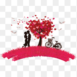 卡通人物爱心情侣单车图形素材免抠图