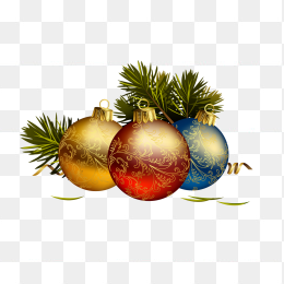 圣诞球和松树叶子
