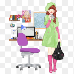 卡通女孩在房间里