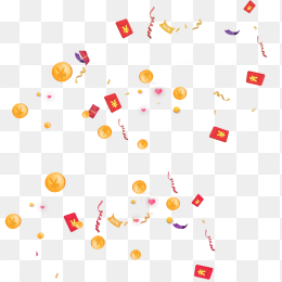 免抠金币红包漂浮素材
