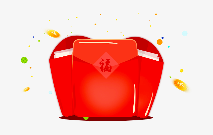 免抠金币宝箱红包素材