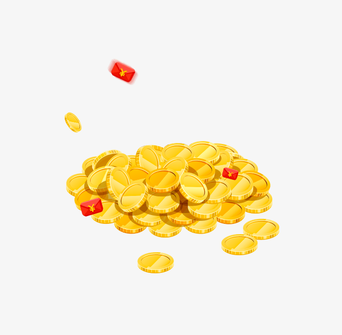 免抠黄色金币红包素材