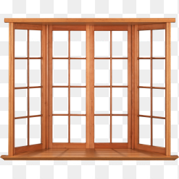 黄色家居落地窗免抠图