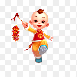 拿鞭炮的男童子