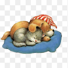 小狗小猫睡觉免抠素材