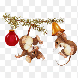 圣诞节老鼠手绘免抠