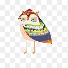 手绘猫头鹰免抠素材
