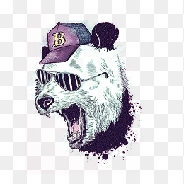 手绘嘻哈熊猫头免抠素材