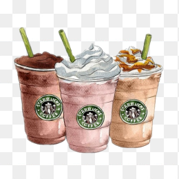 手绘星巴克奶茶免抠素材