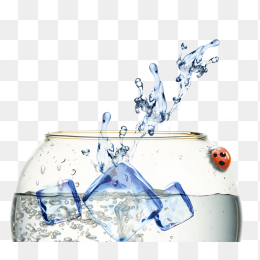 水缸冰块落入素材免抠