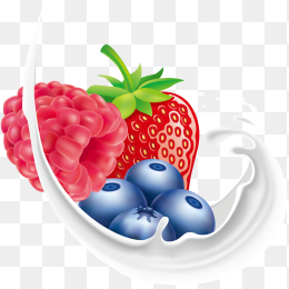 草莓蓝莓牛奶滴喷溅