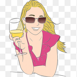 卡通女孩喝酒