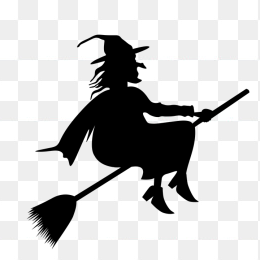 巫师骑扫把剪影