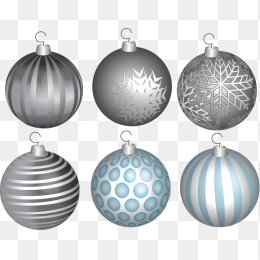 各种银色圣诞球