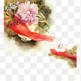 手绘水彩古风PNG素材图形