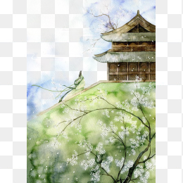 手绘水彩古风免费下载图像