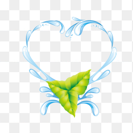 卡通心形蓝色水花水滴