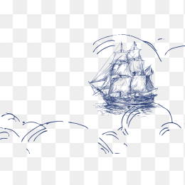 手绘帆船