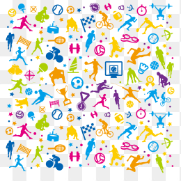 彩色运动剪影无缝图案