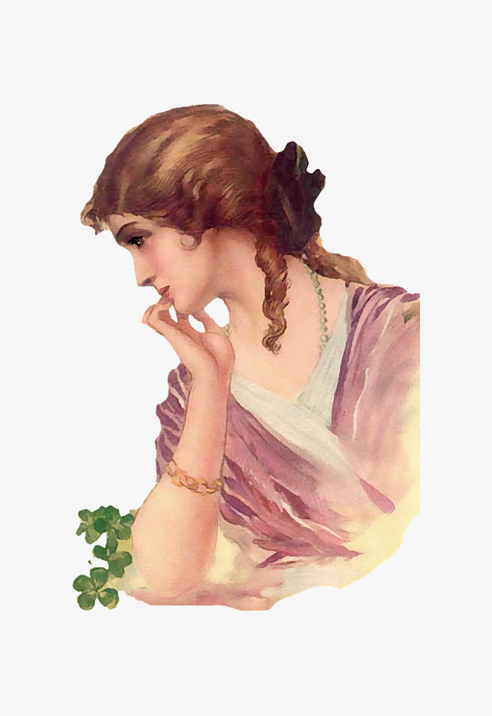 手绘低头思考的女人
