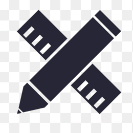 黑色尺子铅笔扁平化图标 