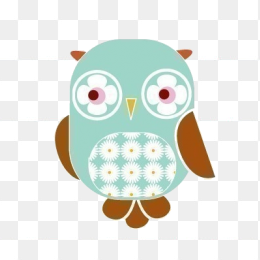 手绘绿色猫头鹰