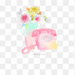 手绘电话机花瓶