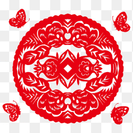 红色中国风剪纸