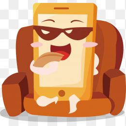 卡通创意手机坐在沙发上