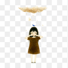 伤心的少女唯美插画