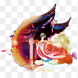 中秋节复古插画