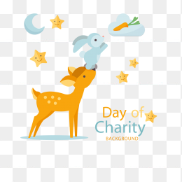 可爱慈善日梅花鹿和兔子矢量素材
