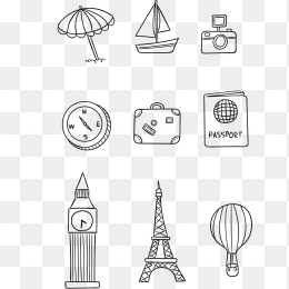 手绘旅游图标