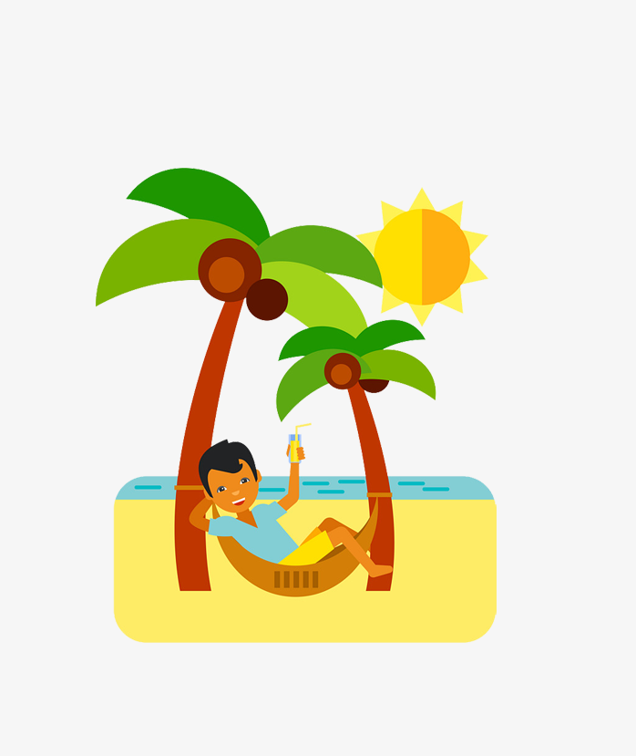 卡通海滩度假