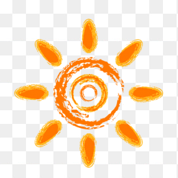 手绘橙色太阳