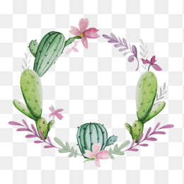 手绘仙人掌花环