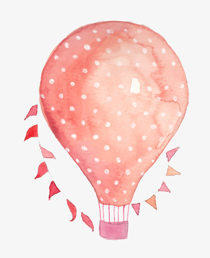 手绘粉色热气球