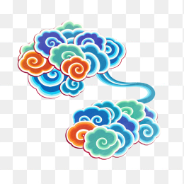 手绘彩色云朵