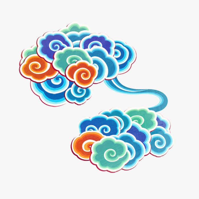 手绘彩色云朵
