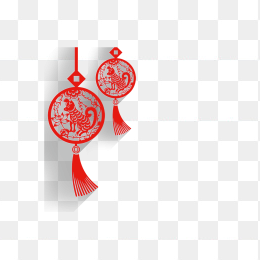 红色狗年剪纸挂饰