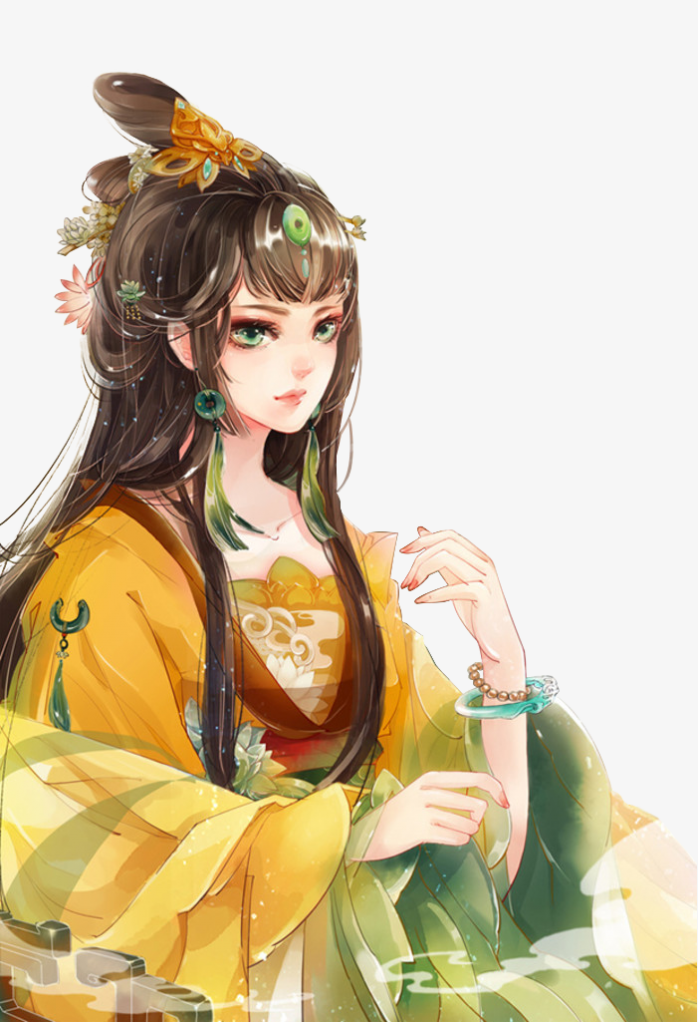 古典美女人物插画动画人物PNG素材