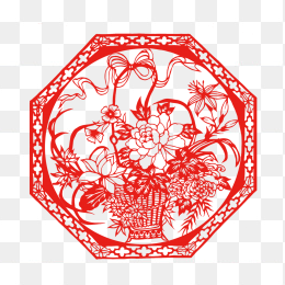 中国风新年春节窗花剪纸元素