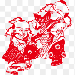 中国风春节人物剪纸素材