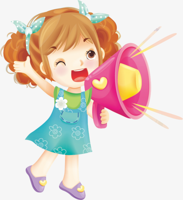卡通女孩，小喇叭，小女孩