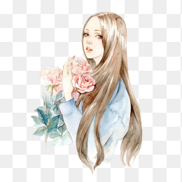 捧着花的女孩