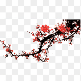 中国风手绘水墨梅花PNG免抠素材（三）