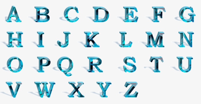 字母，立体，蓝色，大写